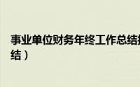 事业单位财务年终工作总结报告（事业单位财务年终工作总结）