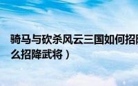 骑马与砍杀风云三国如何招降武将（骑马与砍杀风云三国怎么招降武将）