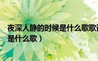 夜深人静的时候是什么歌歌词是什么意思（夜深人静的时候是什么歌）